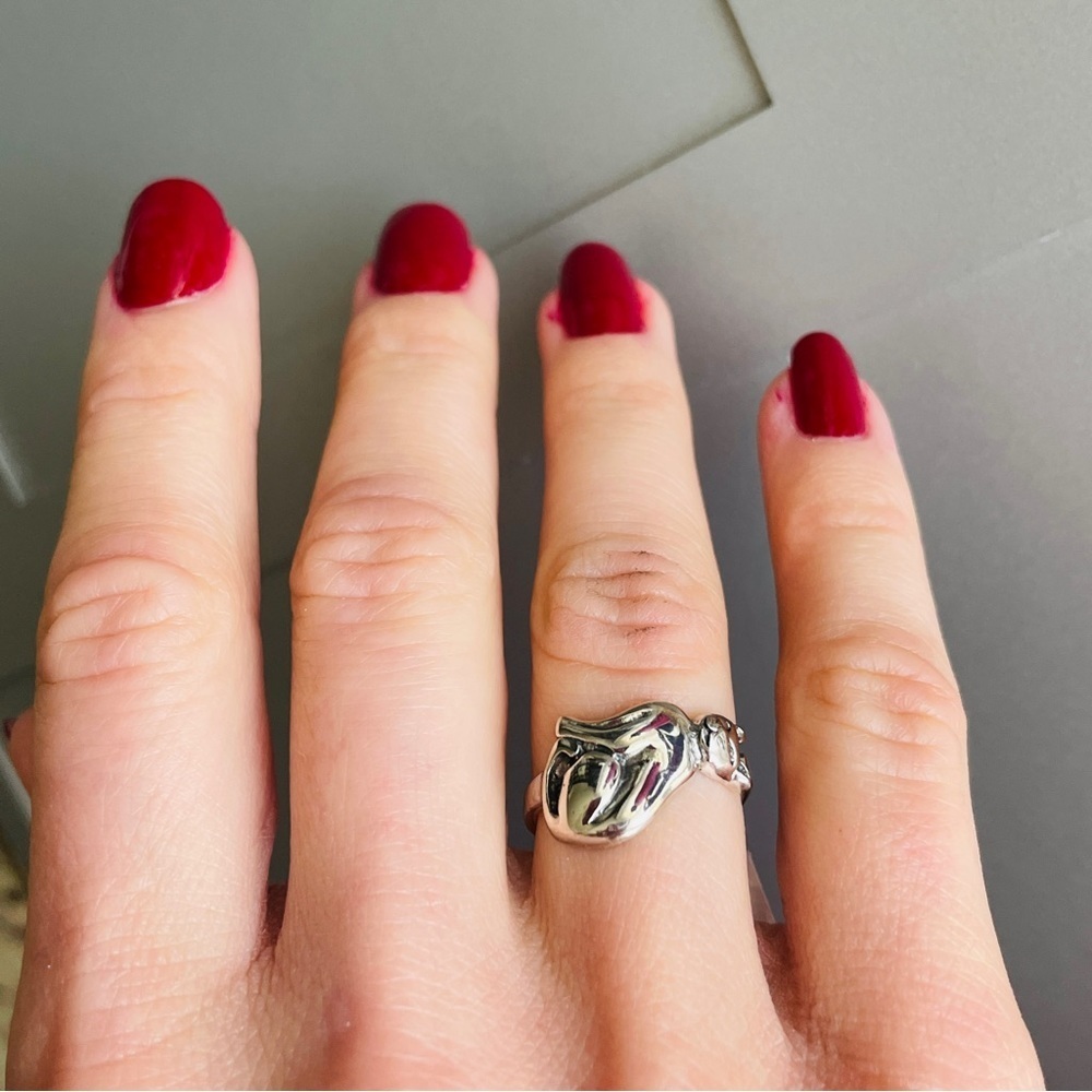 Kitty Cat Horizontal Sterling Silver Ring Available in Sizes 7, 8, 10 - Picture 3 of 13